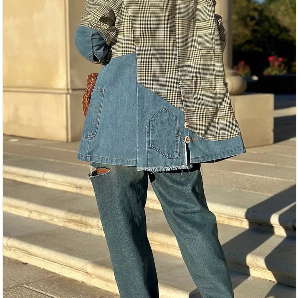 Madonna & Co. Plaid and Denim Patchwork Blazer -NWT - Large (LAST ONE!!) - Picture 5 of 5